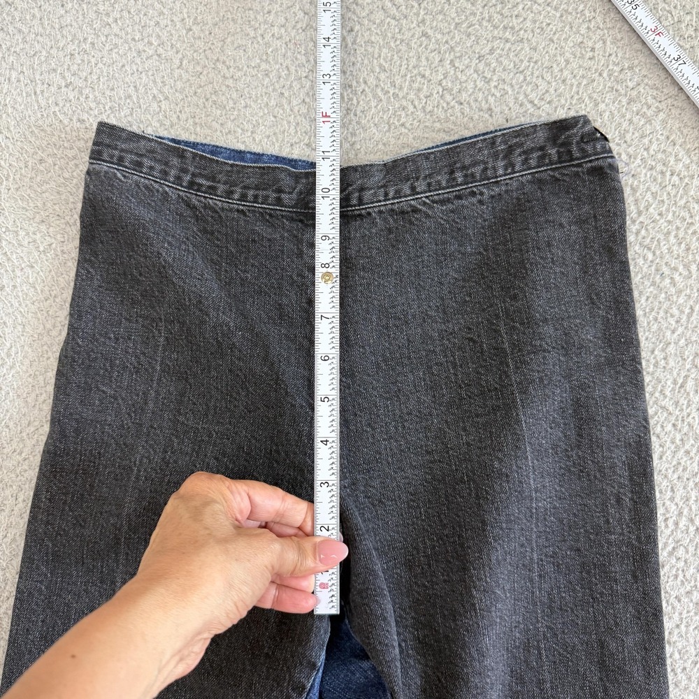 Rachel Comey Jeans Black Blue Two Tone High Waist Raw Hem Side Zip - Picture 3 of 9